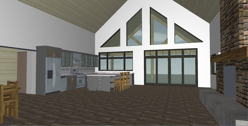 Texas Ranch House 3D CAD - view of NE - ENRarchitects-GranburyTX76049